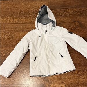 Obermeyer Girls White Ski  Hooded Jacket Size Medium 10-12
